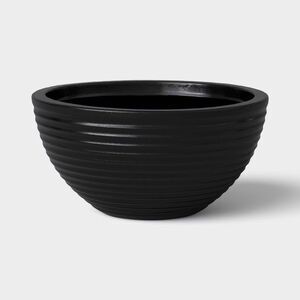 Threshold Grooved Outdoor Planter Bowl Black 16x8 New